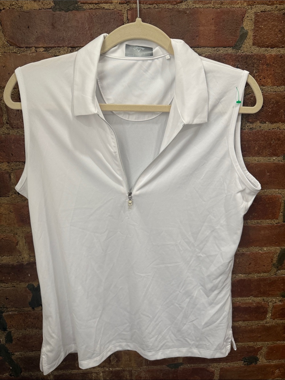 Callaway White Sleeveless Polo Tank with Front Zip
